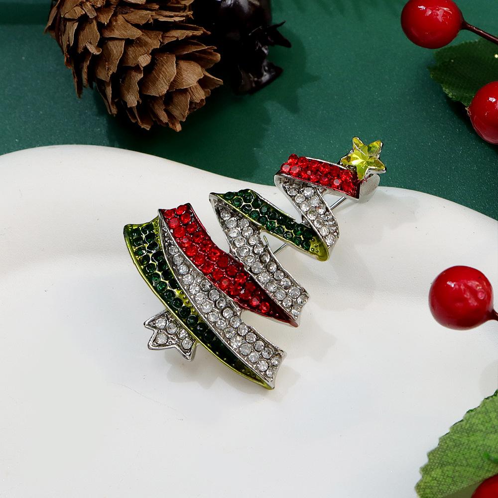 Luxury Exquisite Christmas Brooches Full Rhinestone Xmas Tree Santa Snowman Elk Penguin Brooch Pins Party Corsage Jewelry Gifts