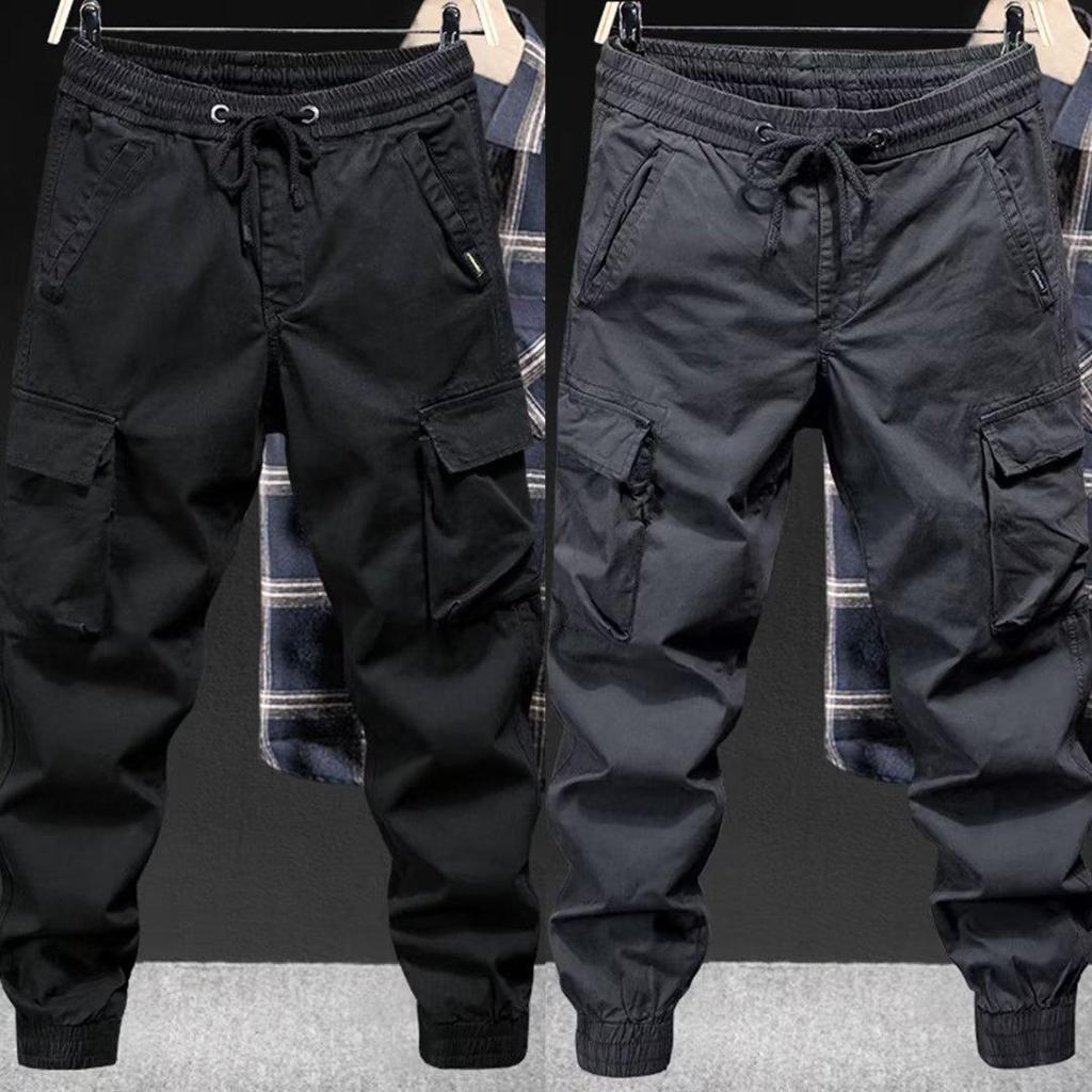 Men's Tactical Cargo Jogger Pants - Military Green, Outdoor Casual for Spring & Autumn Hiking