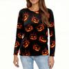 Women's Fashion Casual Long Sleeve Halloween Print Round Neck Top