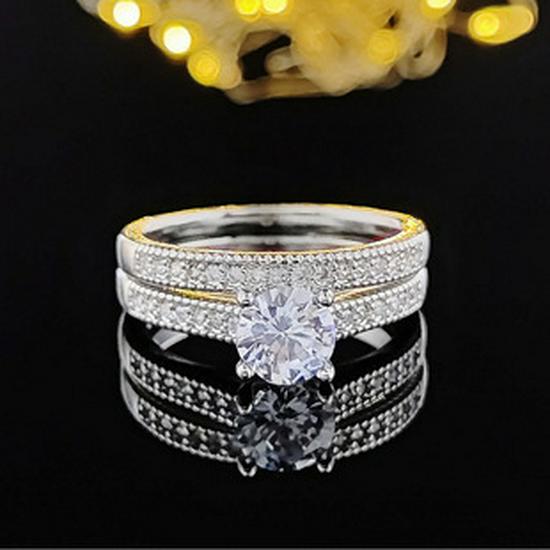 Luxurious Non-Fading Unisex Diamond Wedding Band Set