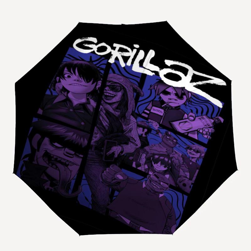 

1 шт. Зонт Gorillaz с автоматическим открытием/закрытием, 8 ребер, прочный каркас, компактный дорожный зонт для мужчин и женщин S1222060