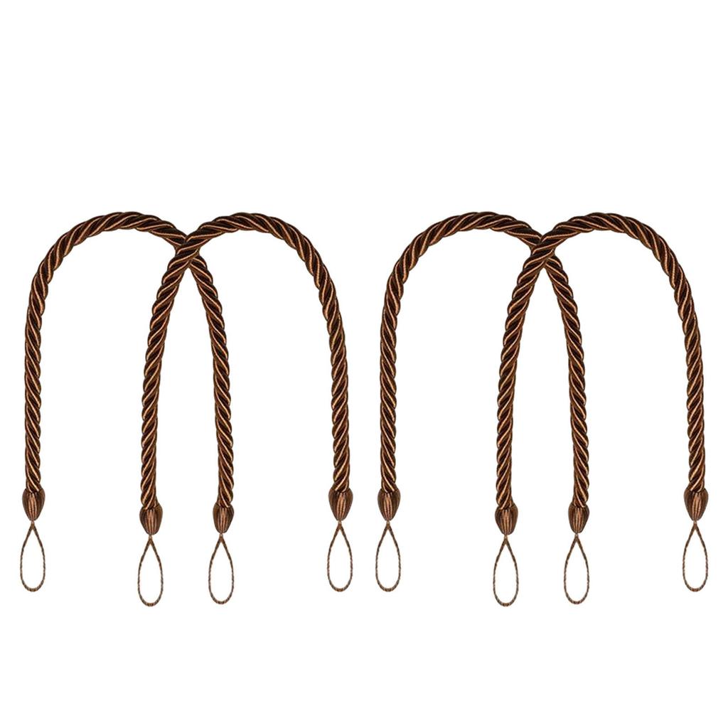 4Pack Elegant Boho Style Cotton Rope Curtain Tiebacks Soft Hand Woven Decorative Holdbacks for Home or Office Drapes