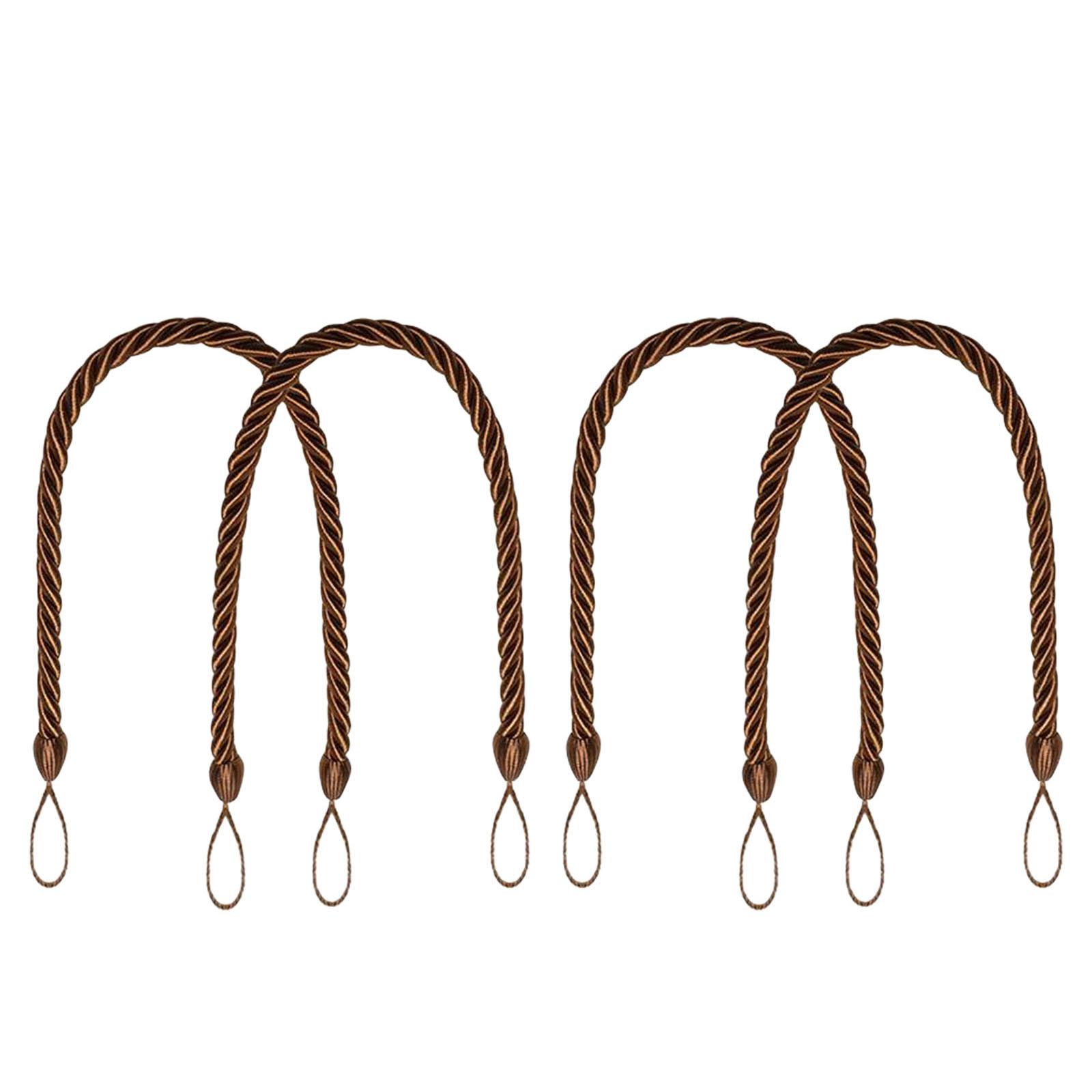 

4Pack Elegant Boho Style Cotton Rope Curtain Tiebacks Soft Hand Woven Decorative Holdbacks for Home or Office Drapes 4