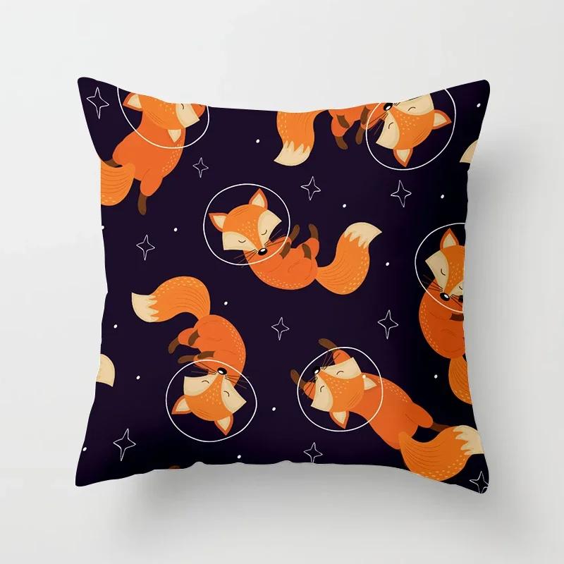 Cartoon Fox Animal Car Pillowcase Polyester cushion covers for living room Throw Pillow Case  Sofa Decoration Pillowcover