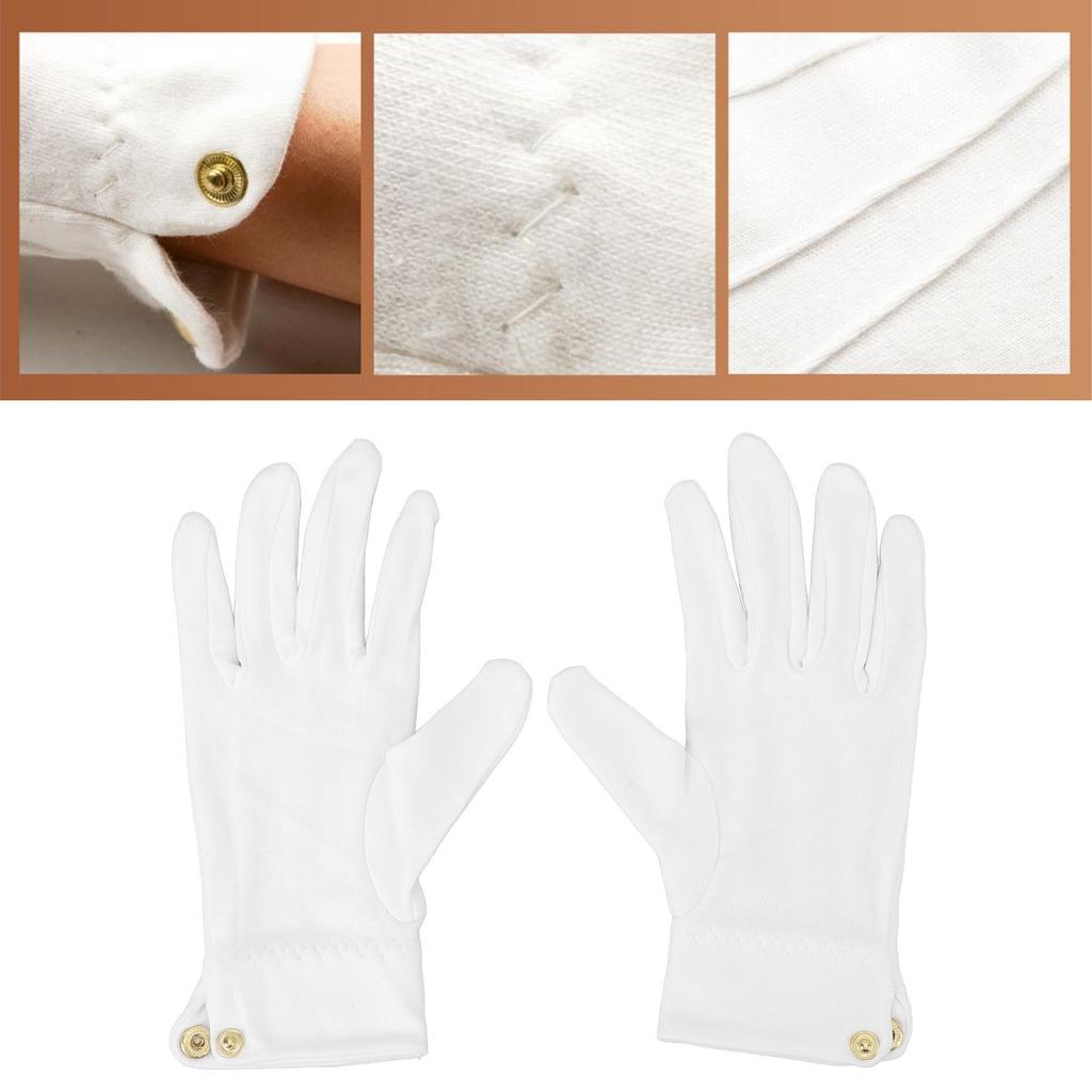 2pcs Billiard Gloves Competition Referee Gloves Professional White Gloves with Snap Cuff Polyester Cotton