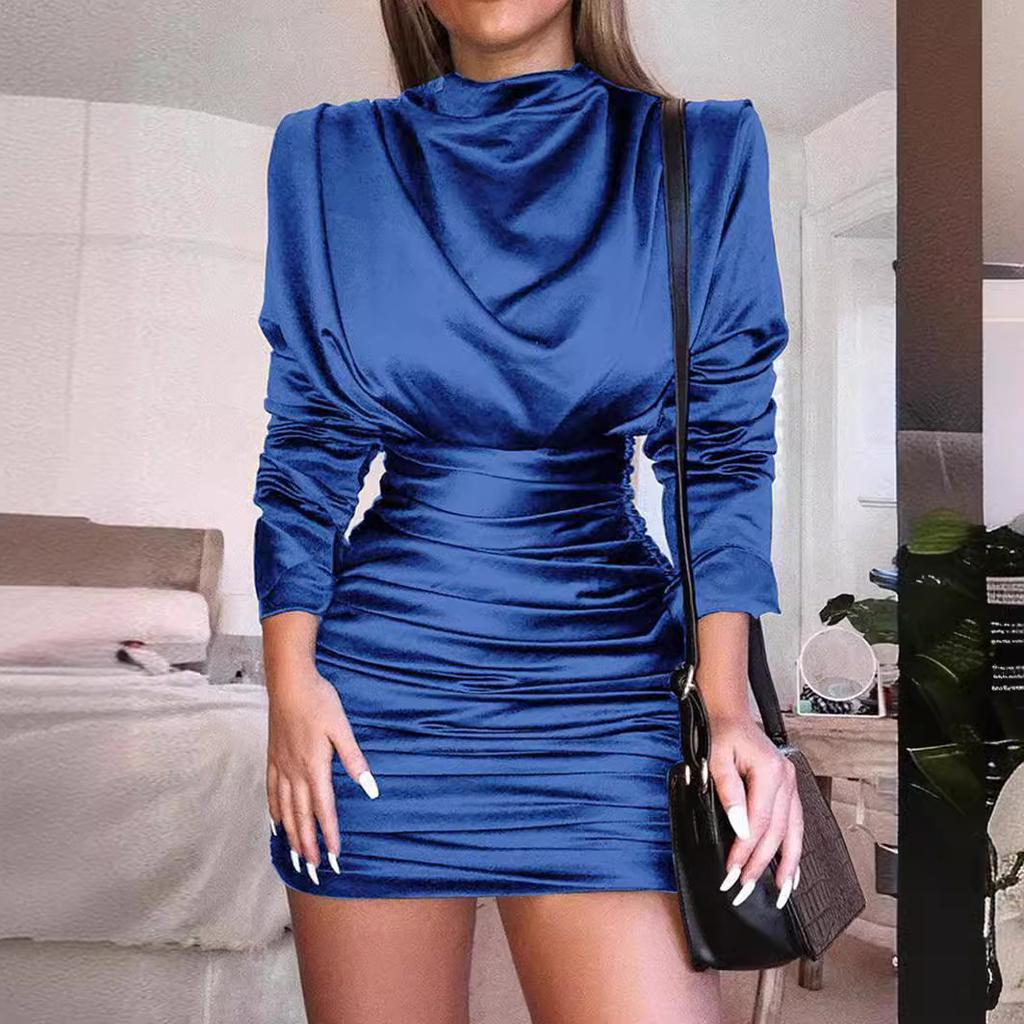 Spring and Fall WISH Turtle Neck Long Sleeve Maxi Dress Women