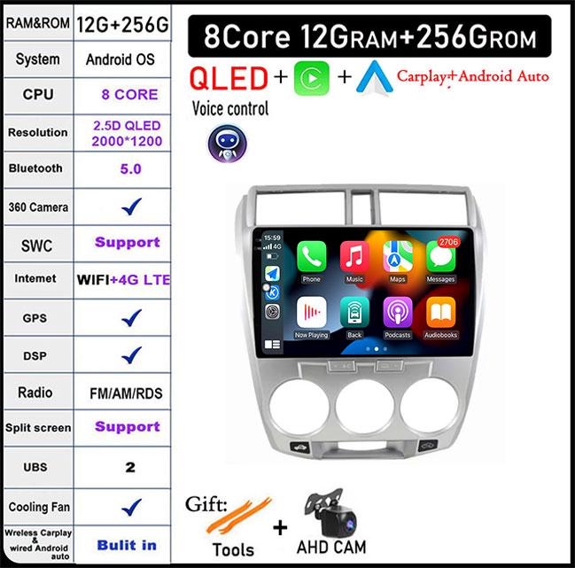 9 Lnch For Honda City 2008 -2013 Car Radio Multimedia Video Player Navigation GPS Head Unit BT