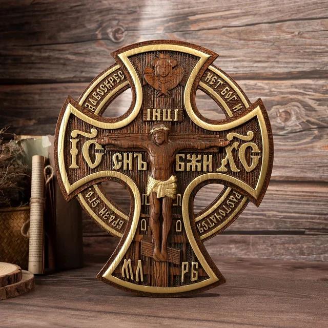 Vintage Jesus Crucified Cross Church Icon Religious Statue Wood Home Holy Statues