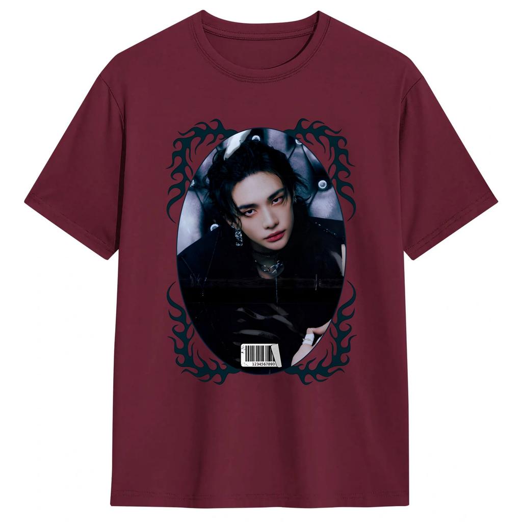 Hyunjin Herren T-Shirt Lustiges T-Shirt Kurzarm Rundhals T-Shirt Reine Baumwolle Geburtstagsgeschenk Kleidung