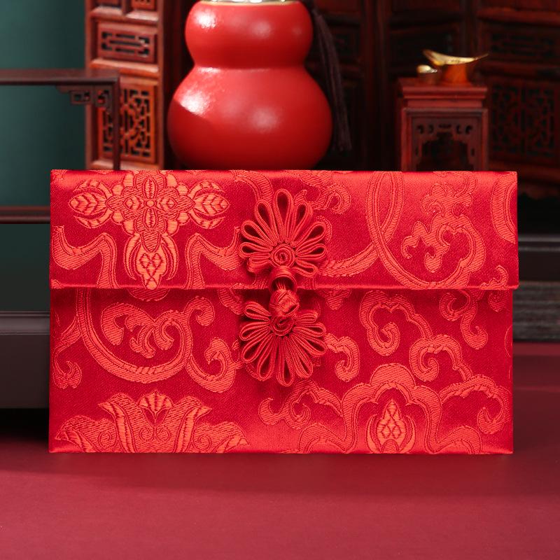 Creative Red Fabric Envelope for Weddings & New Year with Custom Text Logo