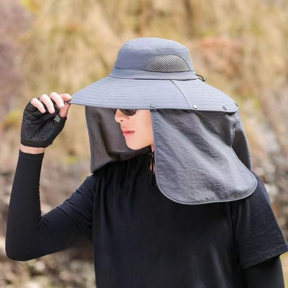 Neck Protection Men Sun Hat Big Brim Fisherman Hat Casual Women Visor Cap Hiking