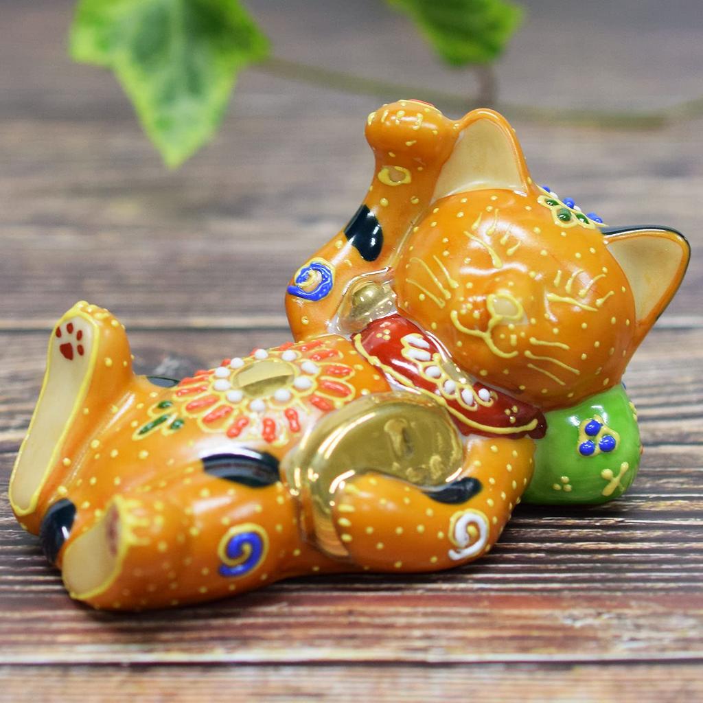Waza no Kura Maneki-neko (beckoning cat) figurine - "Good fortune comes to those who wait" - Coin-shaped beckoning cat - Perfect for grand opening cel
