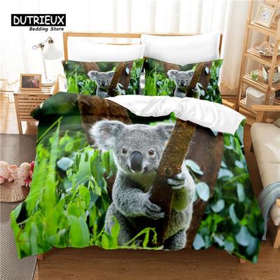 Liebevolles Koala Bettbezug-Set, Modisches Bettwäsche-Set, Weicher, bequemer, atmungsaktiver Bettbezug, Für Schlafzimmer, Gästezimmer-Dekor