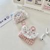 Mini Cute Sweet Lace Floral Coin Purse  Pink Blue Plaid Headphone Protective Case Girls Portable Small Storage Bag