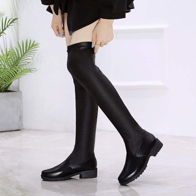 Real soft leather boots women's over-the-knee thin boots 2025 autumn and winter new flat-bottomed Korean version warm and thin high boots