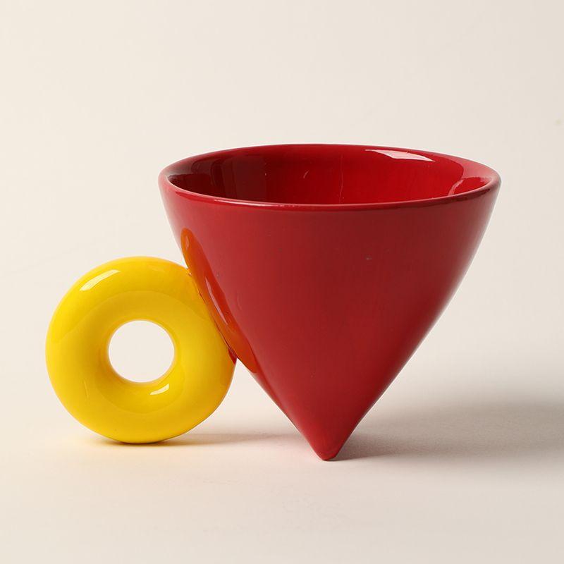 Ceramic Coffee Cup  Pivot Scented Tea Office Light Luxury Water Cup Household Hand Punch Conical  European Style