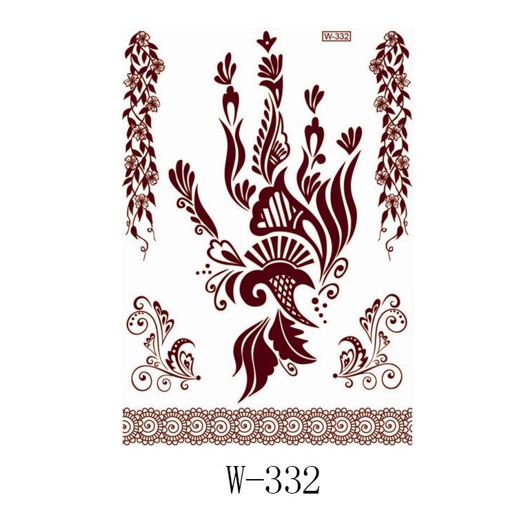 Lace Tattoo Sticker Vermilion Geometric Pattern Party Waterproof Henna Tattoo