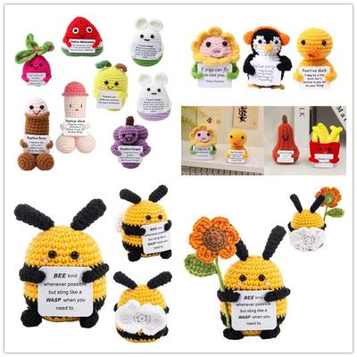 Positive Potatoes Crochet Doll Funny Affirmation Card Desk Accessorie Kawaii Animal Ornament Wedding Mother's Day Birthday Gift