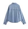 Women's Spring and Autumn Loose Casual Lapel Denim Jacket Solid Color Long Sleeve Tops