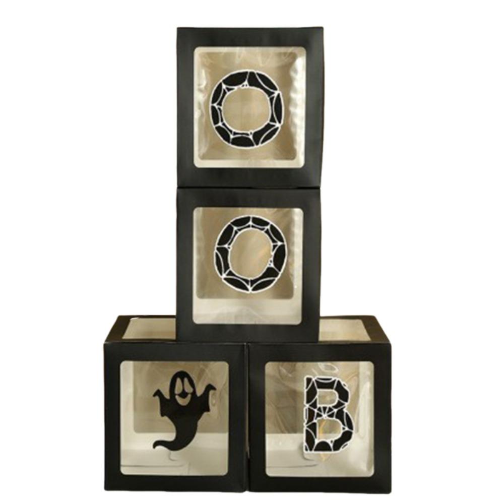 4Pcs/Set Cube 3D Transparent Balloons Boxes Pumpkin Photography Background Box  Haunted House
