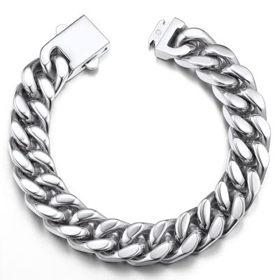 Kihei Bracelet Silver 316L Surgical Stainless Steel Hypoallergenic Metal Length 21cm Thickness 12mm [ChainsPro] Men's