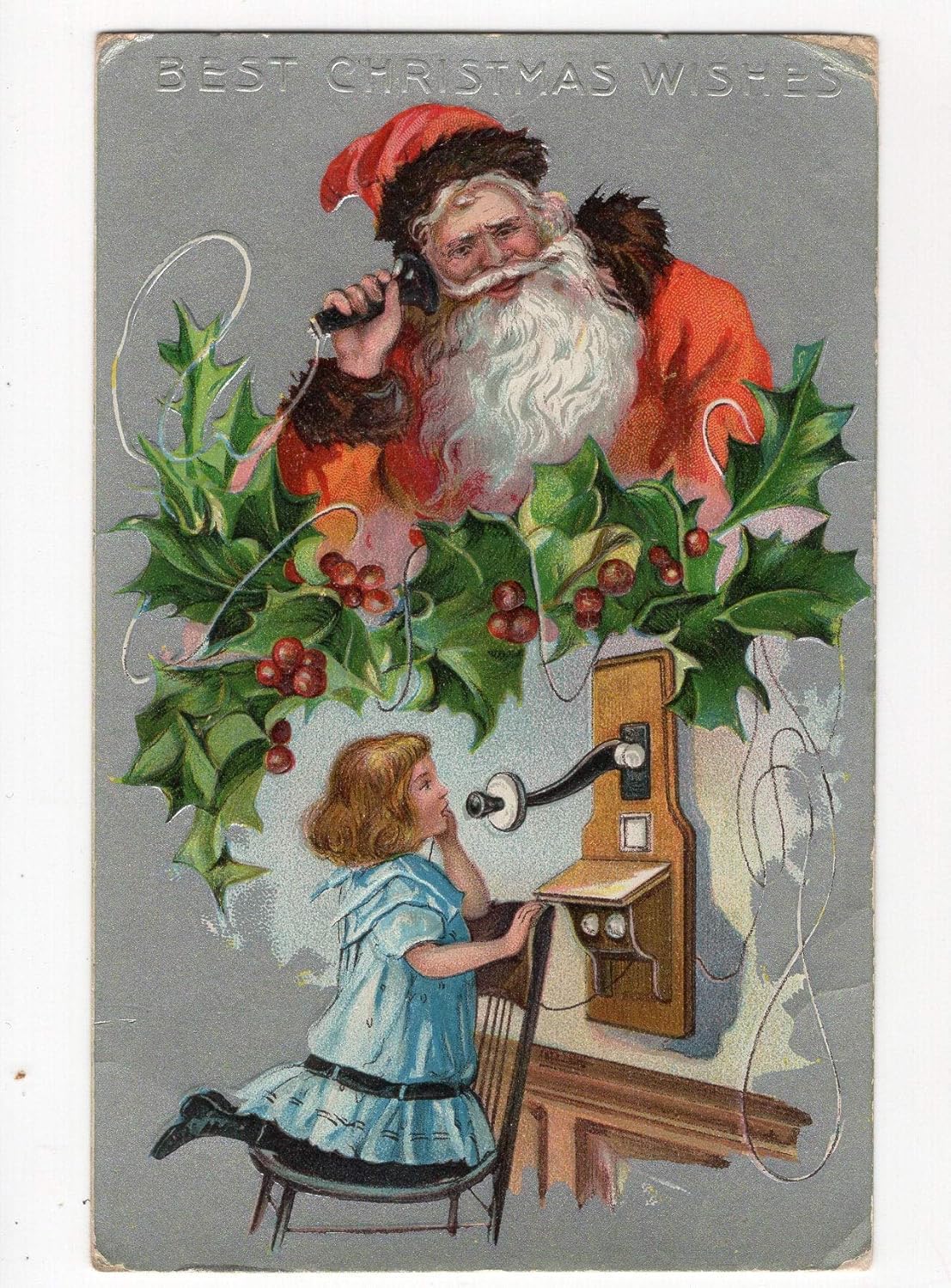 

LINQWkk Tin Sign Antique Santa Claus Little Girl Metal Sign Retro Wall Decor for Home Cafes Office Store Pubs Clualuminum 20x30cm（7.8x11.8inch）