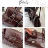 Harujio Y2K Small Women's Horizontal Handbag, Tote Bag, Mini Boston Bag, Available in Black, White, and Brown, Shoulder Bag, Korean Style, Stylish,