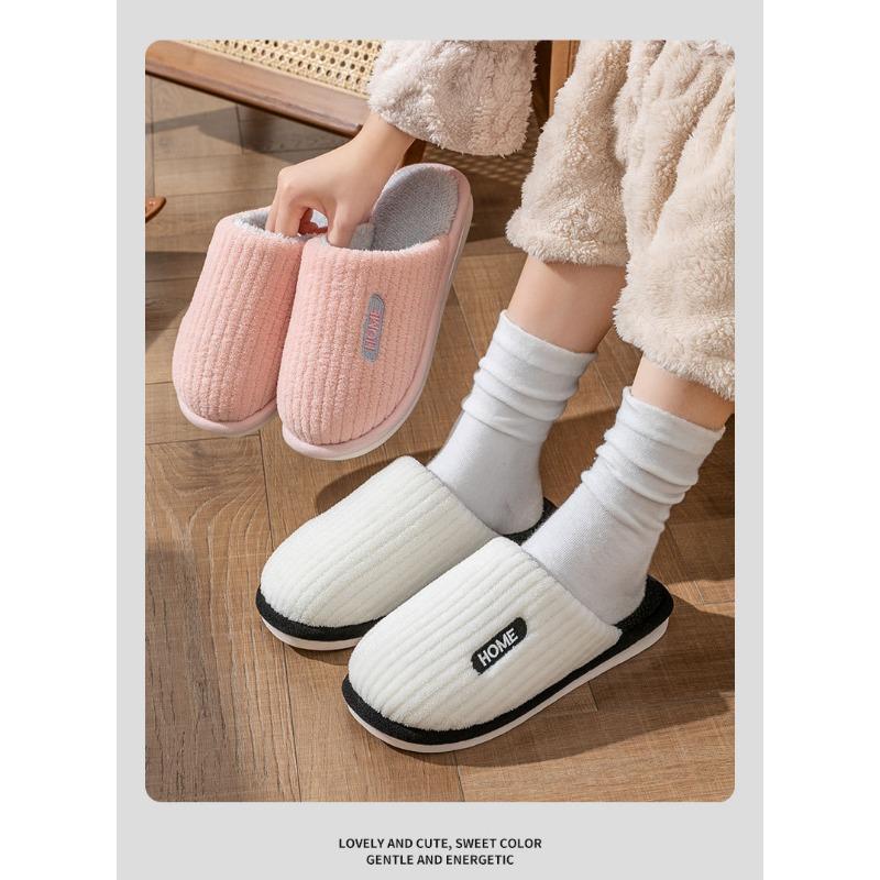 Warm Fuzzy Non Slip Indoor Home Winter Cotton Slippers For Unisex Couples