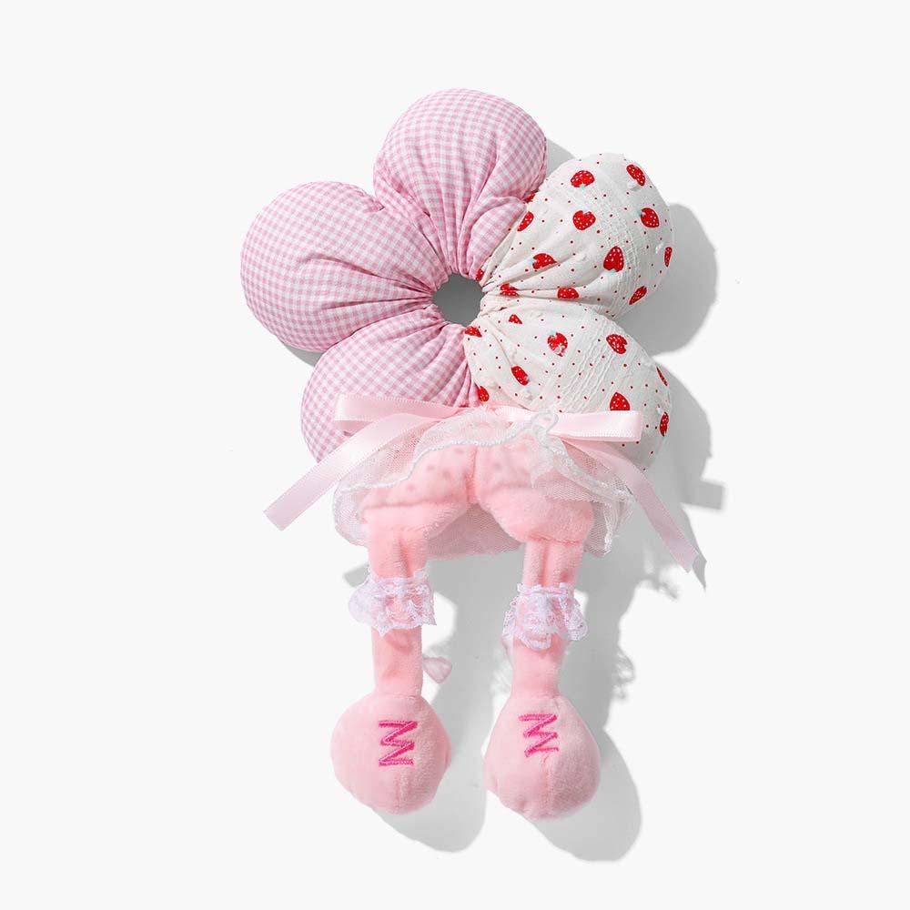 Cute Cotton Filled Scrunchies Cloth Plaid Flower Hair Ring Creative Bun Rubber Bands  Travel
