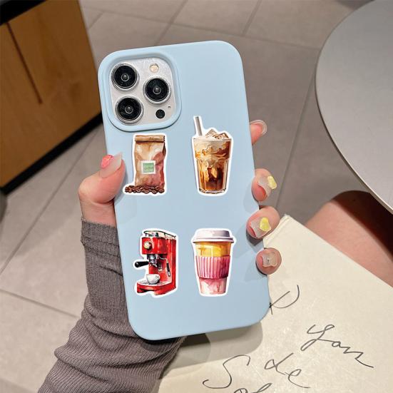 50Pcs/Set Coffee Lovers Sticker Self-adhesive Waterproof PVC DIY Phone Cover Cup Luggage Skateboard Laptop Scrapbook Graffiti Decal Kit