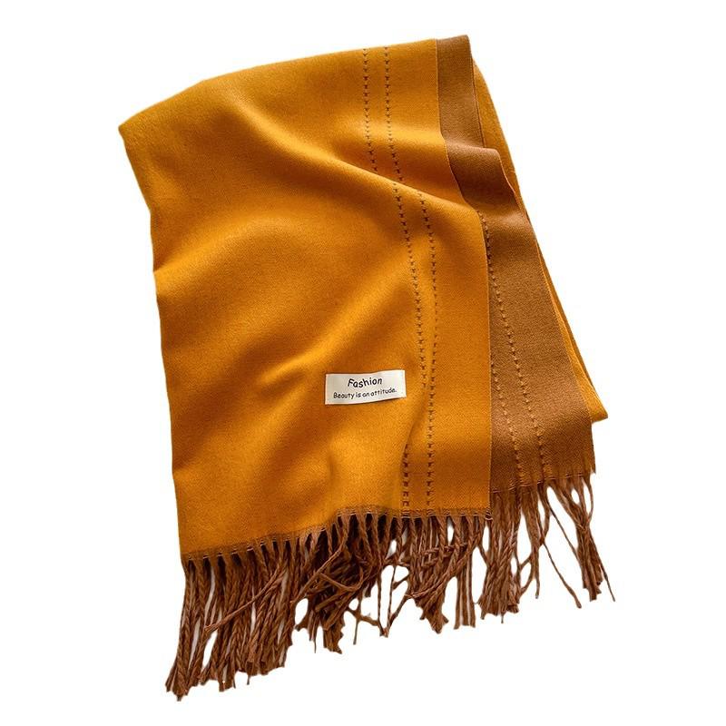 2024 High-End Versatile Women's Cashmere Scarf Shawl - Solid Color for Autumn & Winter Warmth