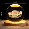 Saturn Crystal Globe Lamp | Engraved Crystal Ball Night Light with Wooden Base | USB LED Table Lamp for Bedroom, Office, Home Decor & Gift Purpose