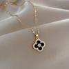 Clover Flower Light Luxury Temperament Gorgeous Full Diamond Necklace Female Versatile Collarbone Chain Titanium Steel Chain