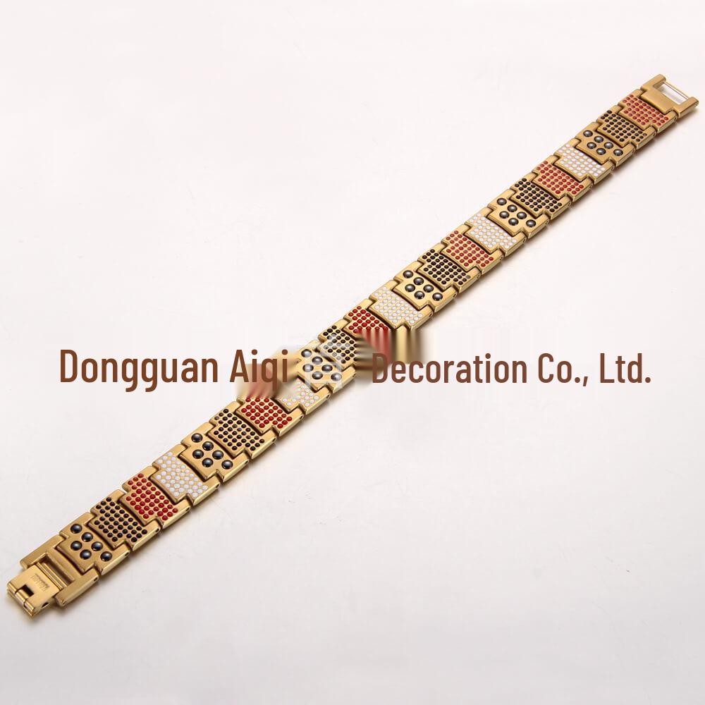 Men's Magnetic Titanium Bracelet with Germanium Beads - Stainless Steel Jewelry