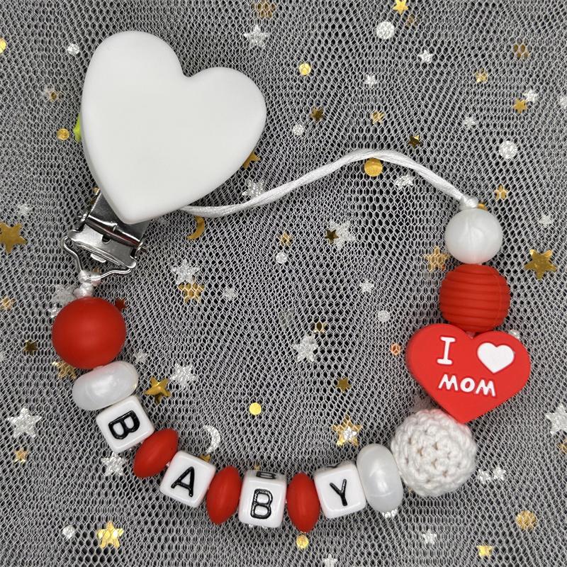 Custom Personalized Name Pacifier Clips BPA Free Silicone Silicone Baby Pacifier Clips Colorful Pacifier Chain Holder Teething
