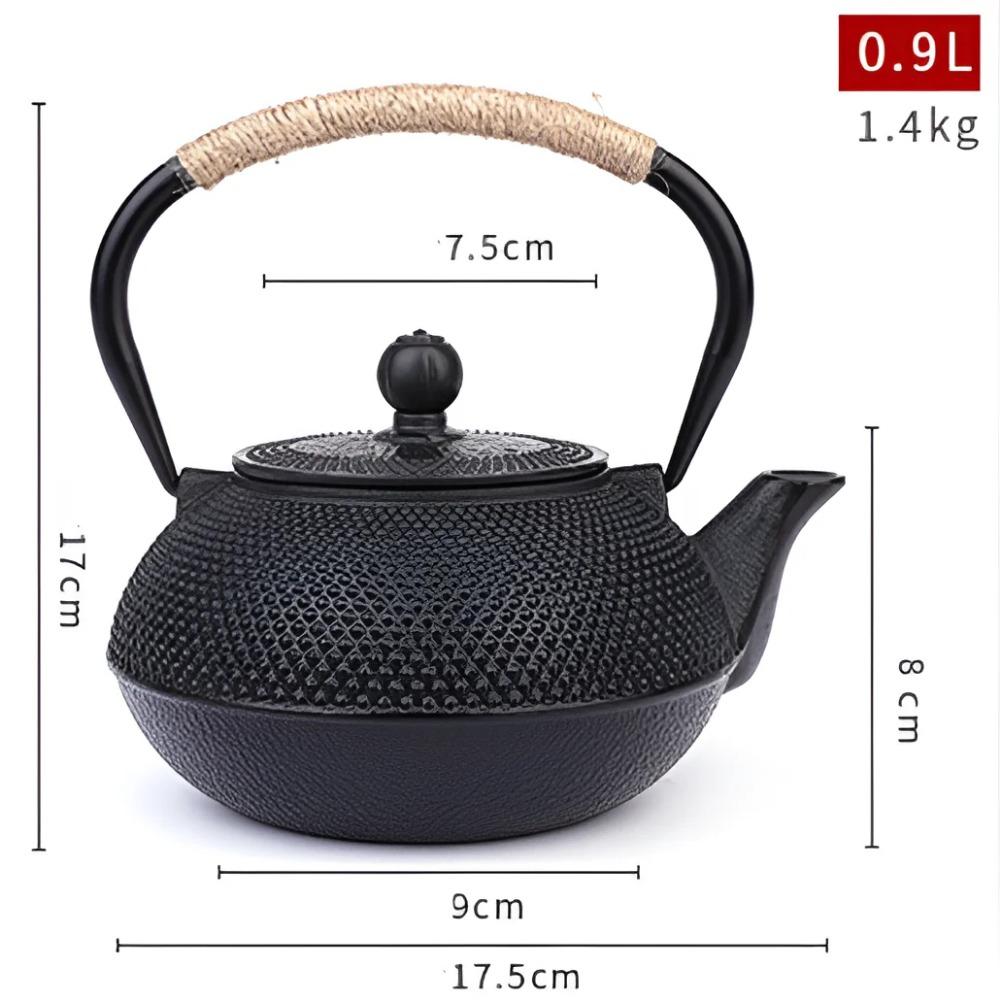 300/1200ml Black Japanese Cast Iron Teapot Iron Kettle Tetsubin Teapot Comes with Strainer Flower Tea Set Decoration Ornament