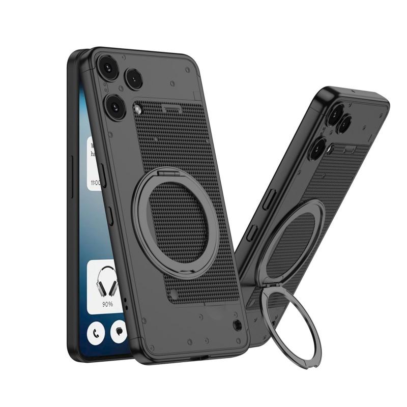 Nothing Phone 3a Lite Case With 360 Rotating Magnetic Stand Wireless Charging Compatible Shockproof Hard Shell Dual-Tone Design