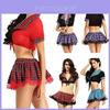 Stylish Women Sexy Costume Lingerie Student Uniform Set With Lace And Lattice Design