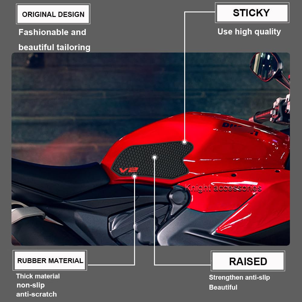 For Ducati Panigale Streetfighter V2 2022 2023 Motorcycle Tank Traction Pad Anti-Slip Sticker Gas Knee Grip Protector