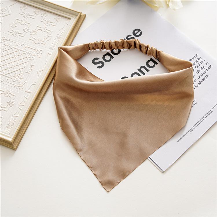 Summer Women Solid Color Head Scarf Vintage Triangle Bandanas Chiffon Elastic Hairbands Children Girl Headbands Hair Accessories