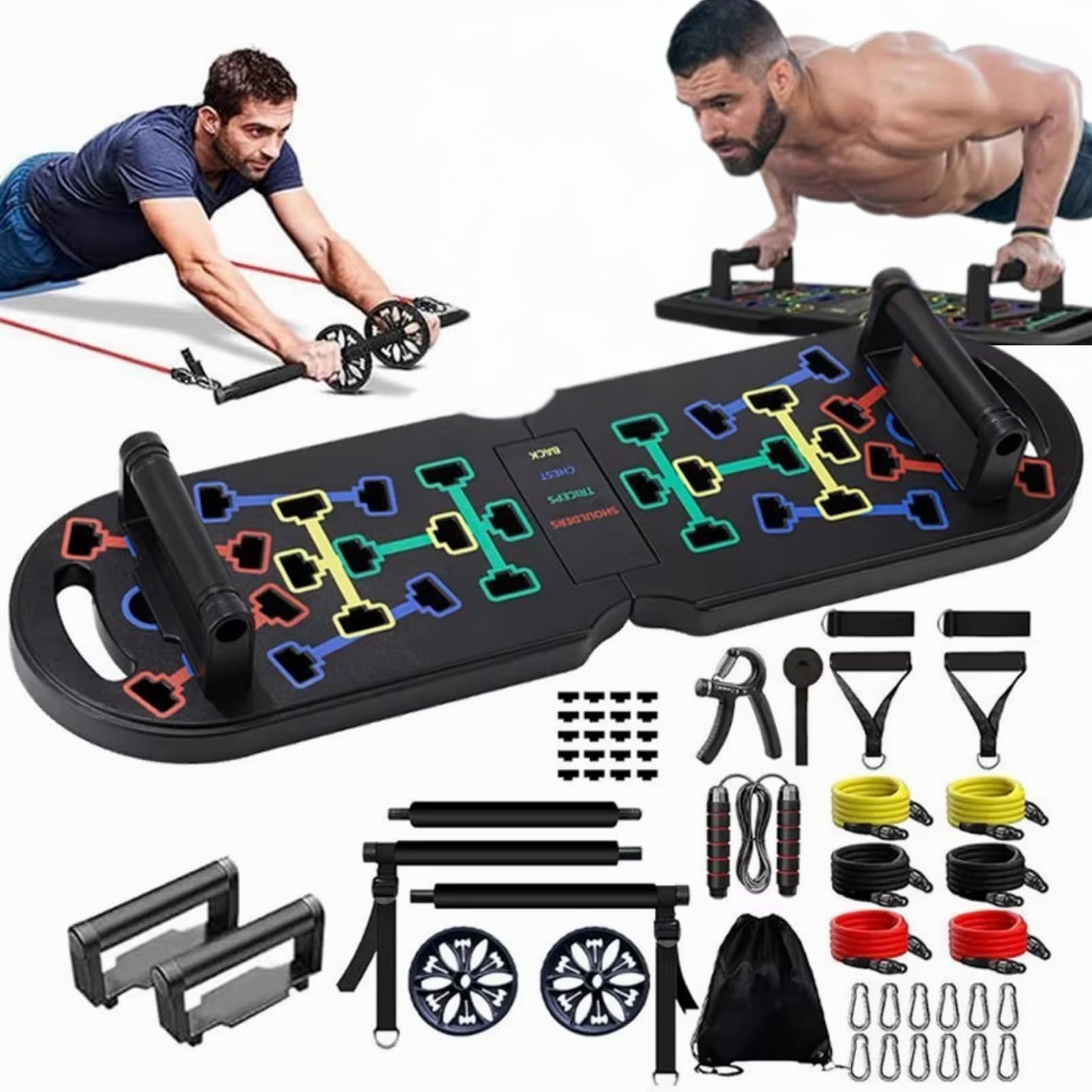 

GREO Home Gym with Integrated Bar and for Home and Pectoralis 150kg Weight Storage All-in-One Push-Up Board, Foldable, Training, Chest, Shoulders, чёрный