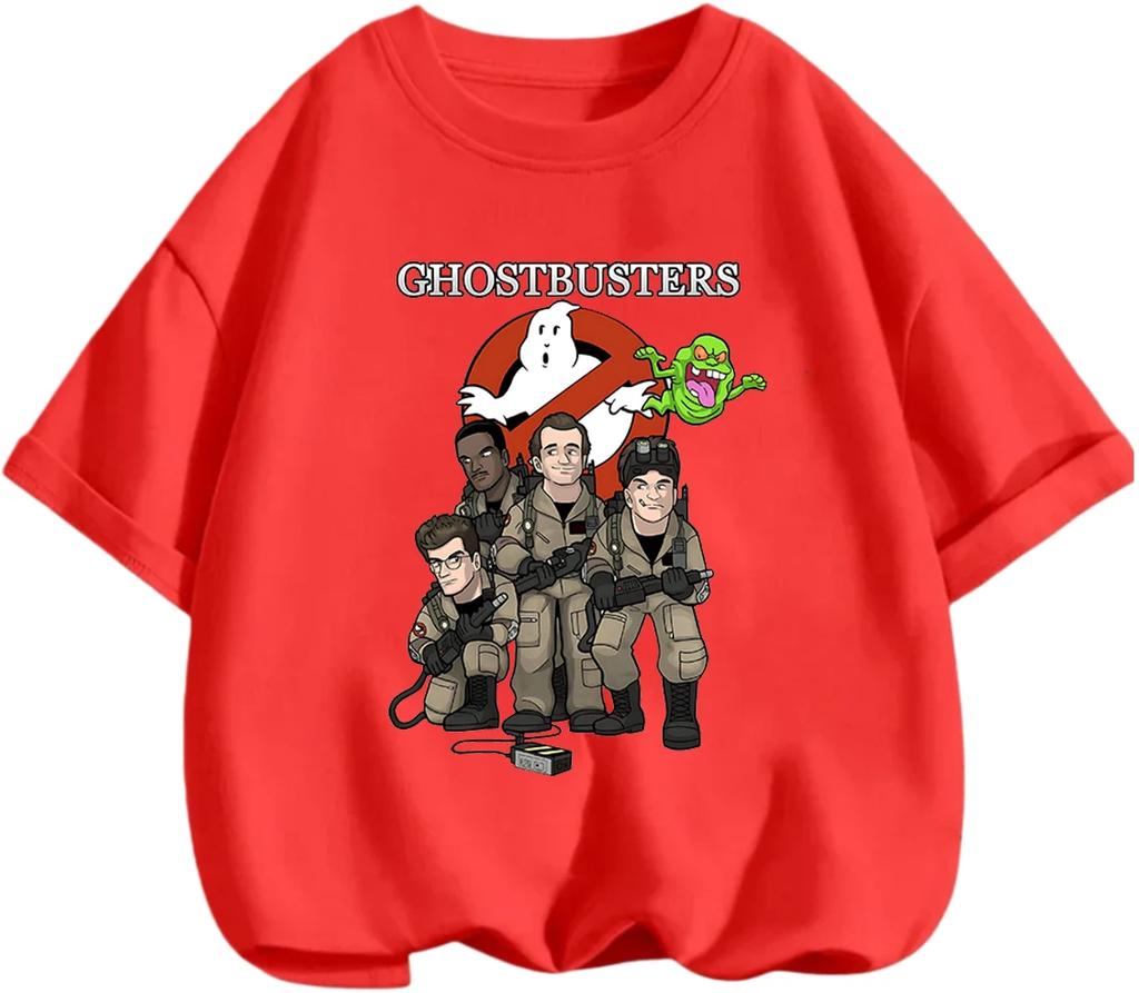 Cute Printed T Shirt Ghostbusters Trendy Cartoon Style Breathable Fabric Casual Tops For Kids 3 14 Years Old