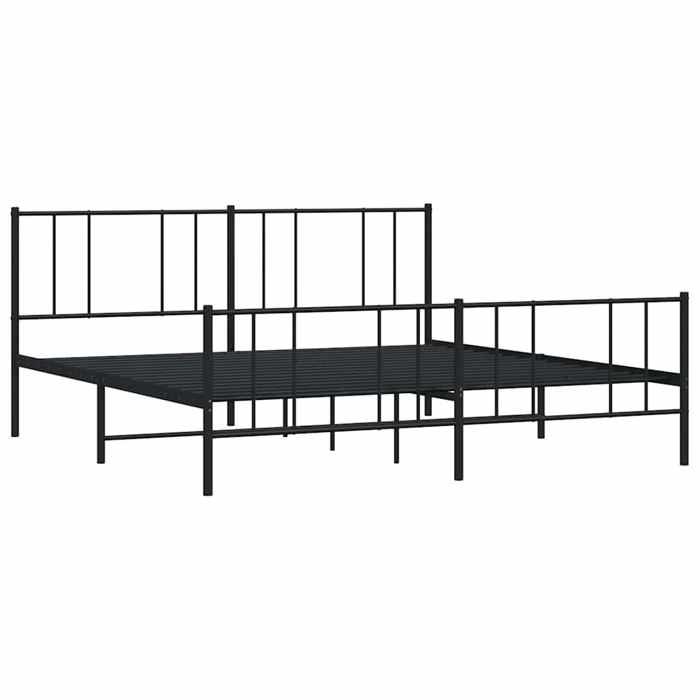 VidaXL Cadre de lit métal avec tête de lit-pied de lit noir 180x200 cm 352502