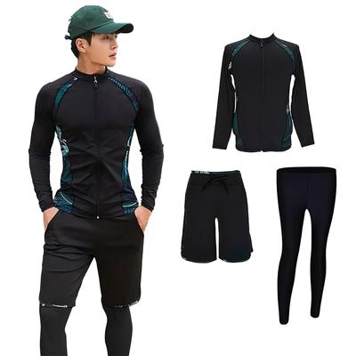 Rashguard Swimsuit for Top and Bottom Long Front Surf UV UV Competitive Large 2XL [Culeevp] Men, Set, Sportswear, Fitness, Sleeves, Opening,