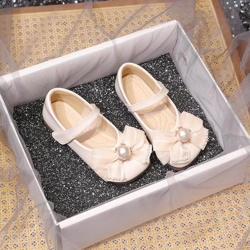 Children's princess shoes Spring and autumn children's foreign style Internet celebrity small leather shoes medium and large children's