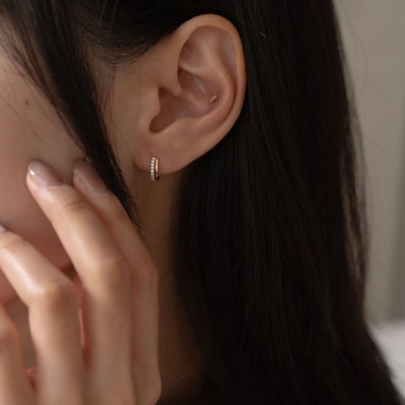 youngglow 14k cubic string one touch earring