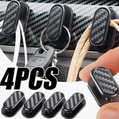 4 Stück Versteckte Autohaken ABS Kleber Rücksitz Organizer für Schlüssel Masken Ladegeräte Mehrflächen Autohaken für Leder Glas Fliesen