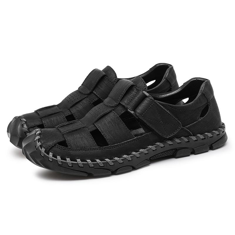 39-48 Summer Men's Closed Toe Large Size Genuine Leather Casual Sandals Outdoor Hiking Sandals