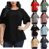 Damen Mode Übergröße Farbe Rundhals Rüschen Fünf-Viertel-Ärmel Lässig Locker T-Shirt Top