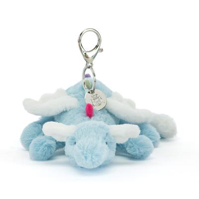 Jellycat Sky Dragon Bag Charm Baby Blue White Wings Soft Plush Keychain